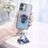 Motorola Edge 50 Fusion 5G Stunning Shimmer Electroplating Butterfly Stand Charm Case