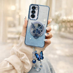 Oppo Reno 12 Pro 5G Stunning Shimmer Electroplating Butterfly Stand Charm Case
