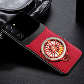 Samsung Galaxy A16 5G Original Luxury Leather Lens Wheel Ring Stand Case