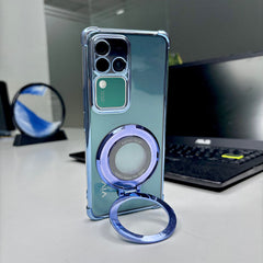 Vivo V30 Pro 5G Original Luxury Magnifier Ring Stand Shockproof Airbags Corner Case