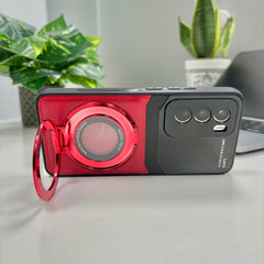 Oppo Reno12 Pro Original Luxury Leather Lens Magnifier Ring Stand Case