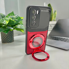 Oppo Reno12 Pro Original Luxury Leather Lens Magnifier Ring Stand Case