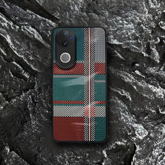 Vivo V50 Luxury Grid Pattern Glass Back Shockproof Case