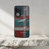 Vivo V50 Luxury Grid Pattern Glass Back Shockproof Case