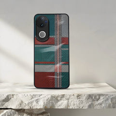 Vivo V50 Luxury Grid Pattern Glass Back Shockproof Case