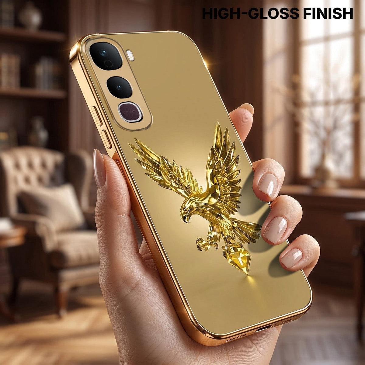 Vivo Y400 Pro 5G Golden Eagle Gold Electroplated Glass Phone Back Case