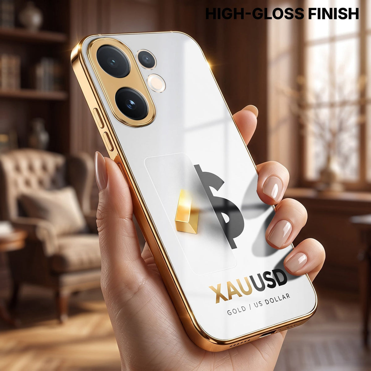 Vivo V60 5G Luxury XAU/USD Gold Electroplated Glass Phone Back Case