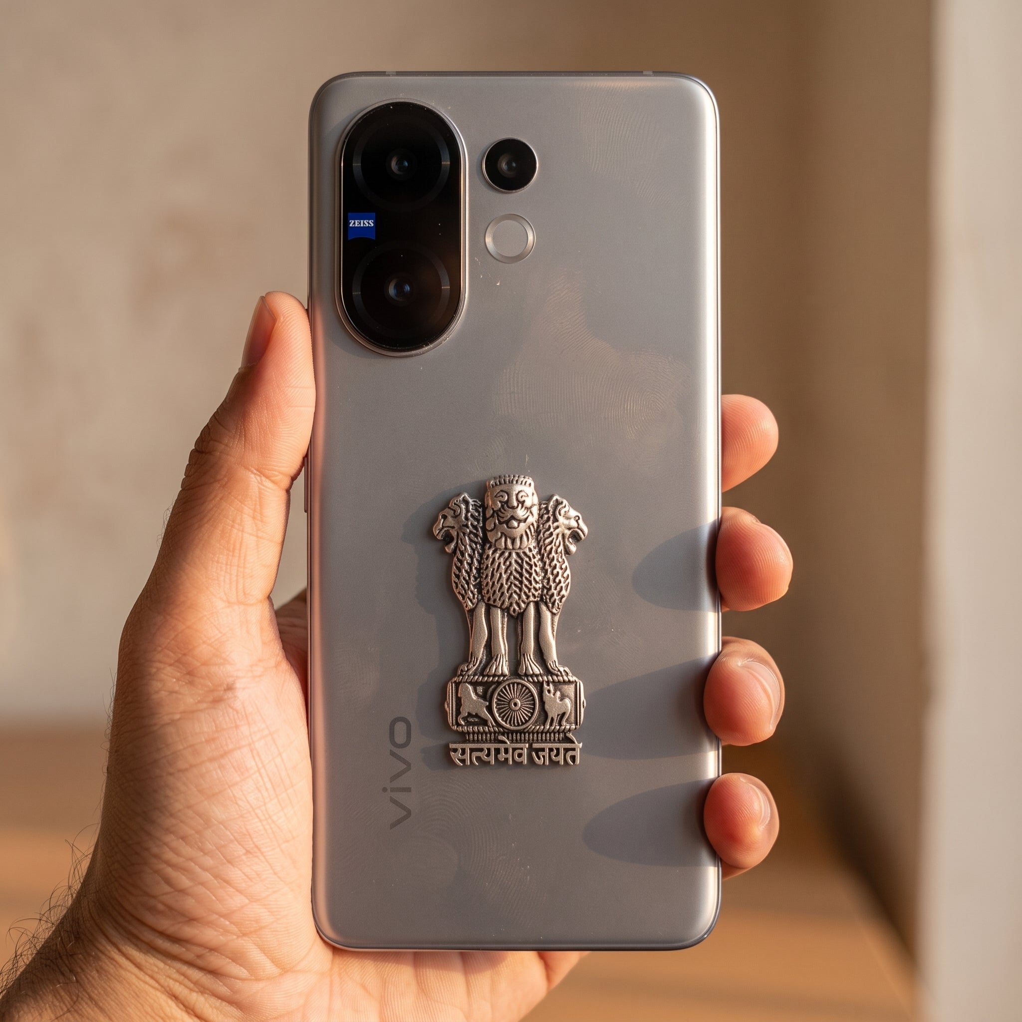 Vivo T4 Pro 5G Compatible Satyamev Jayate 3D Metal Emblem Sticker