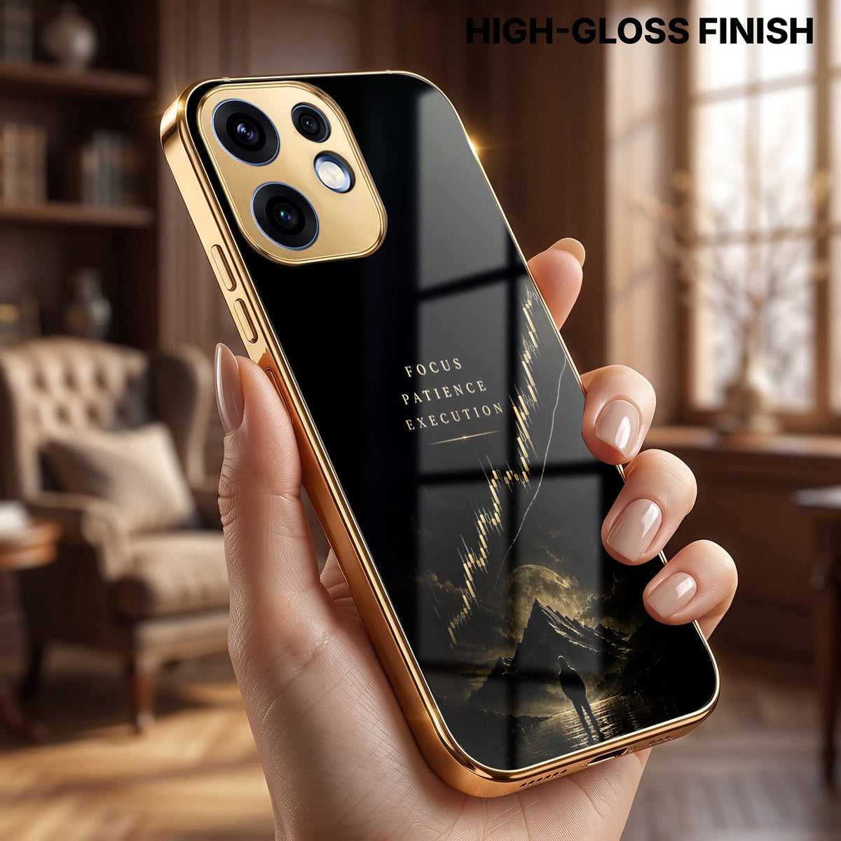 Oppo Reno 16 5G Focus Gold Electroplated Glass Phone Back Case