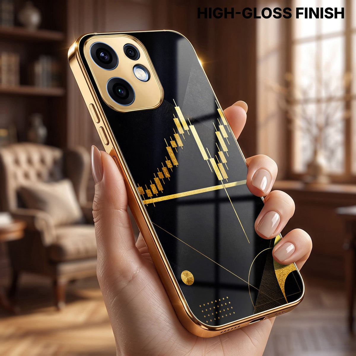 Oppo Reno 16 5G Trading Candles Gold Electroplated Glass Phone Back Case