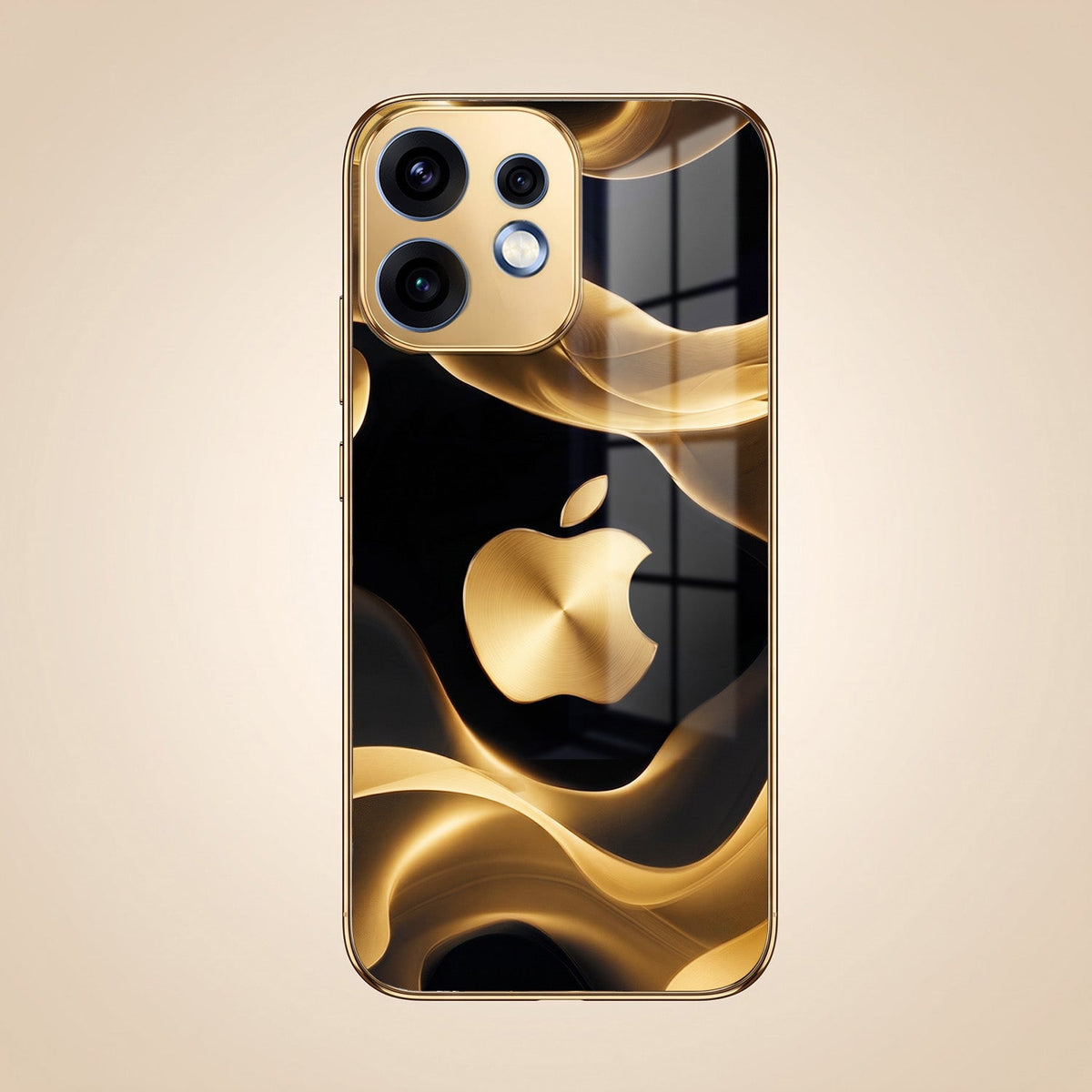 Oppo Reno 16 5G Luxury Wave Gold Electroplated Glass Phone Back Case