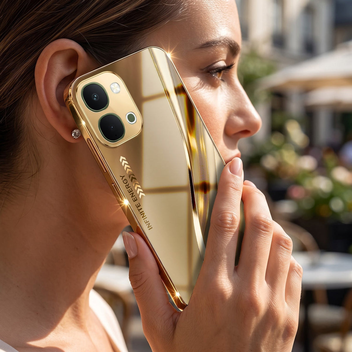 Vivo Y51 Pro 5G Luxury Infinity Energy Gold Electroplated Glass Phone Case