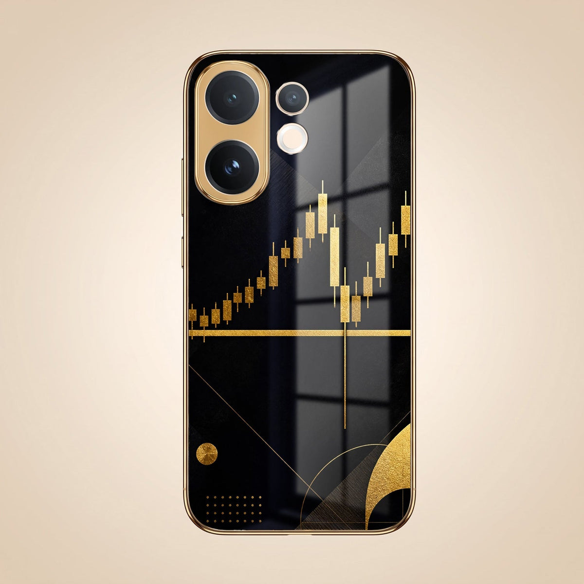 Vivo V60 5G Trading Candles Gold Electroplated Glass Phone Back Case
