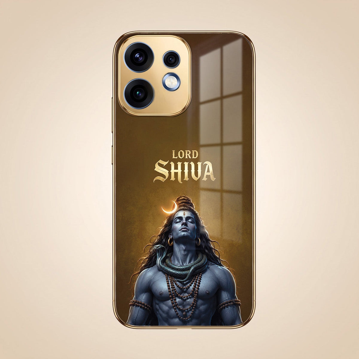 Oppo Reno 16 5G Lord Shiva Gold Electroplated Glass Phone Back Case