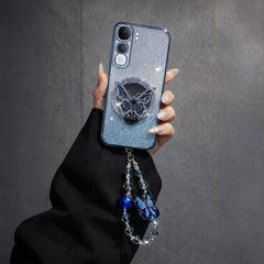 Vivo Y300 5G Stunning Shimmer Electroplating Butterfly Stand Charm Case