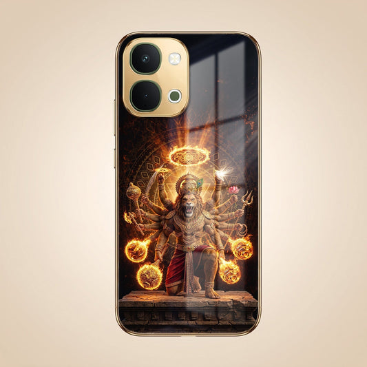 Vivo Y51 Pro 5G Lord Narasimha Gold Electroplated Glass Phone Back Case