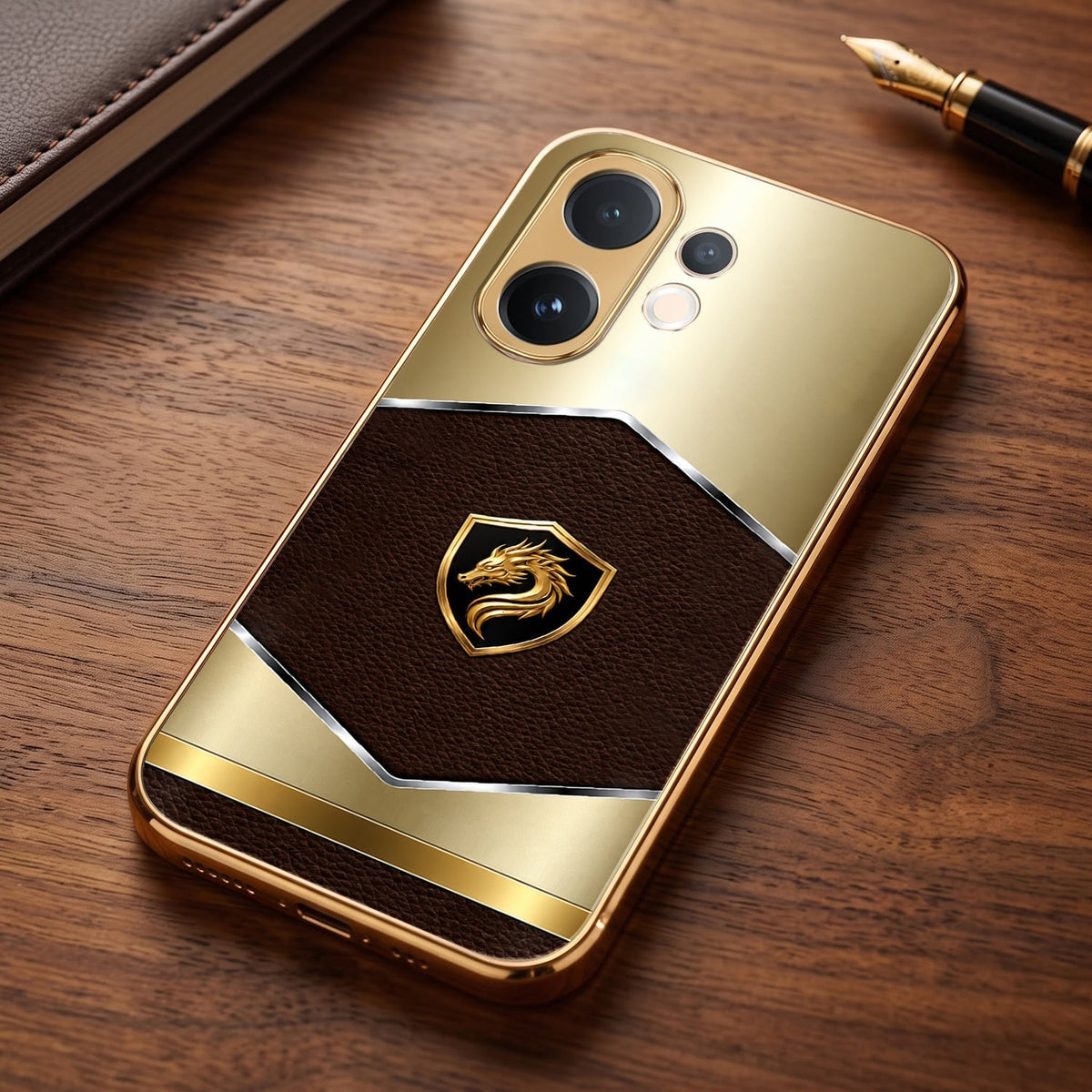 Vivo T4 Pro 5G Dragon Crest Gold Electroplated Glass Phone Back Case