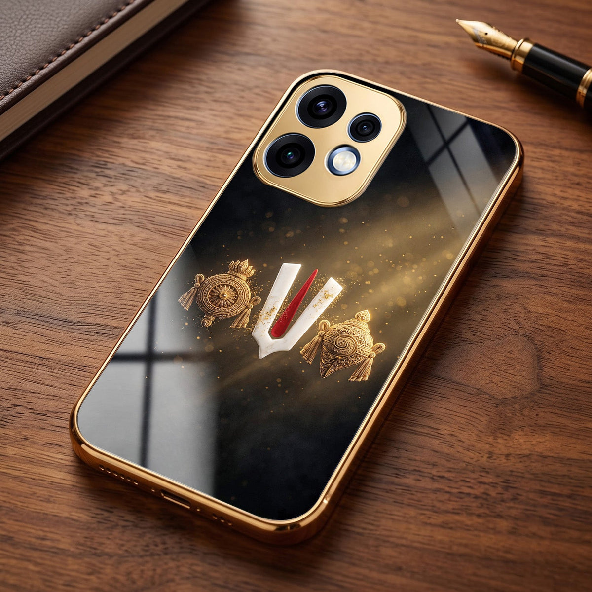 Oppo Reno 16 5G Royal Heritage Edition Gold Electroplated Glass Phone Back Case