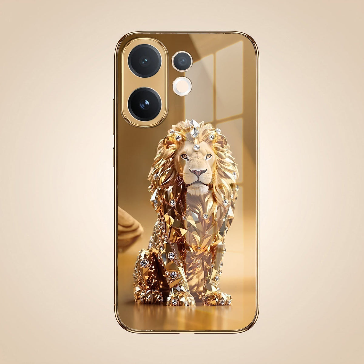Vivo T4 Pro 5G Luxury Lion Gold Electroplated Glass Phone Back Case