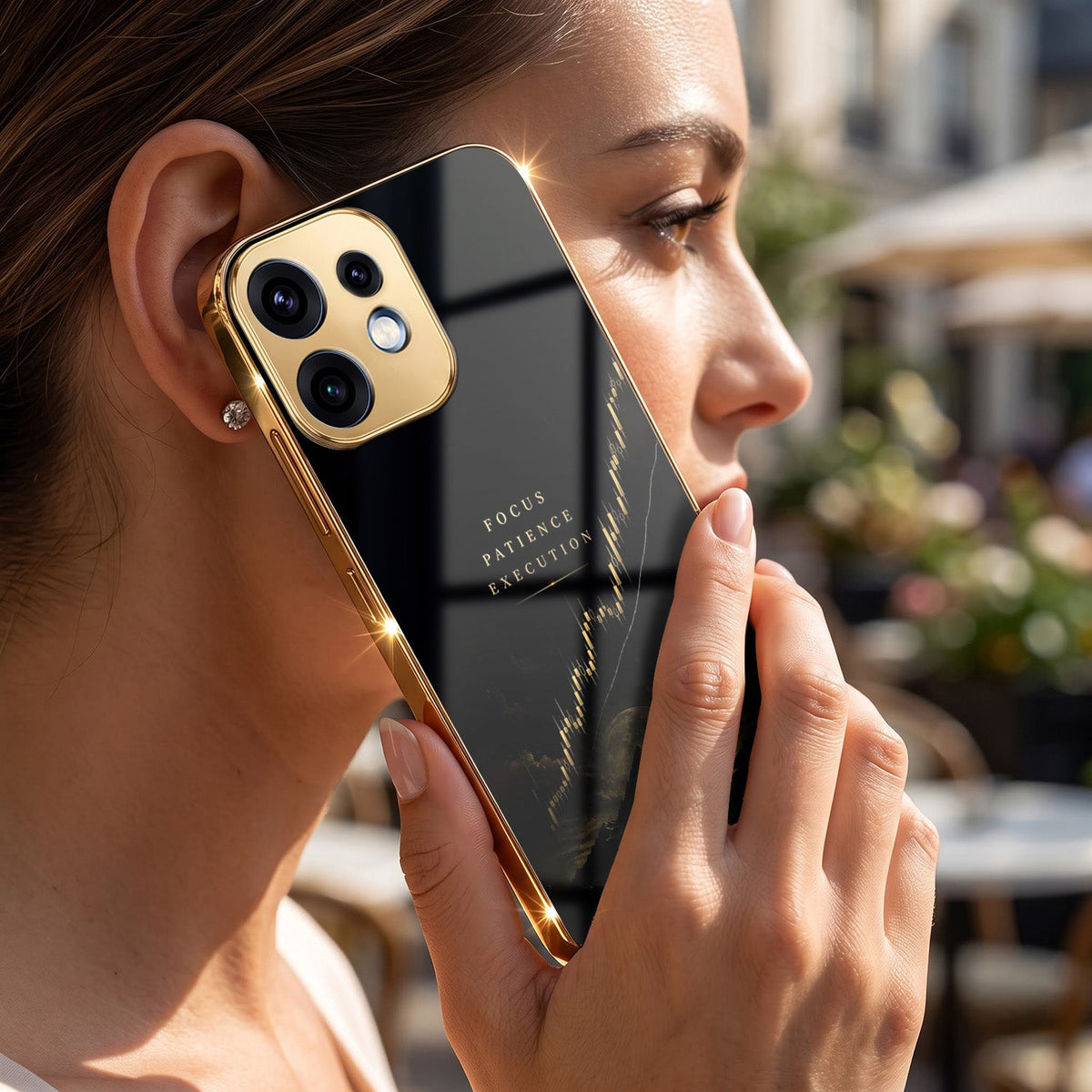 Oppo Reno 16 5G Focus Gold Electroplated Glass Phone Back Case