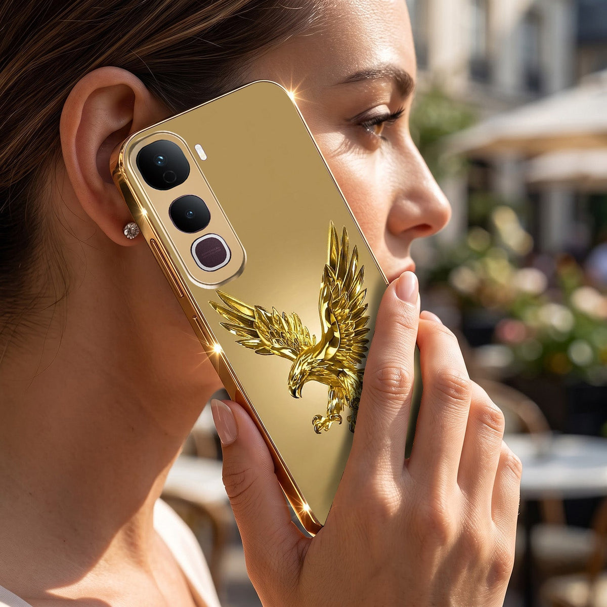 Vivo Y400 Pro 5G Golden Eagle Gold Electroplated Glass Phone Back Case