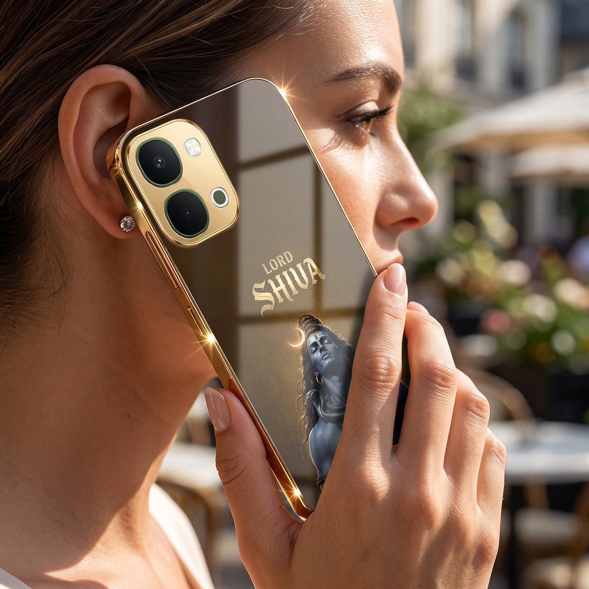 Vivo Y51 Pro 5G Lord Shiva Gold Electroplated Glass Phone Back Case