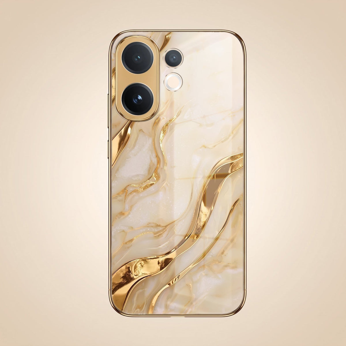 Vivo T4 Pro 5G Marvel Texture Gold Electroplated Glass Phone Back Case
