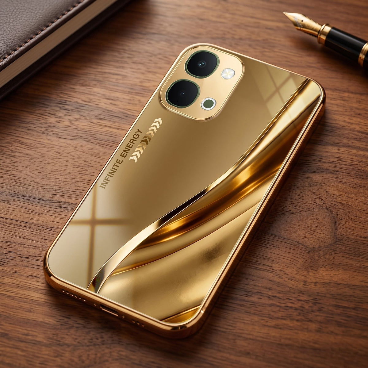 Vivo Y51 Pro 5G Luxury Infinity Energy Gold Electroplated Glass Phone Case