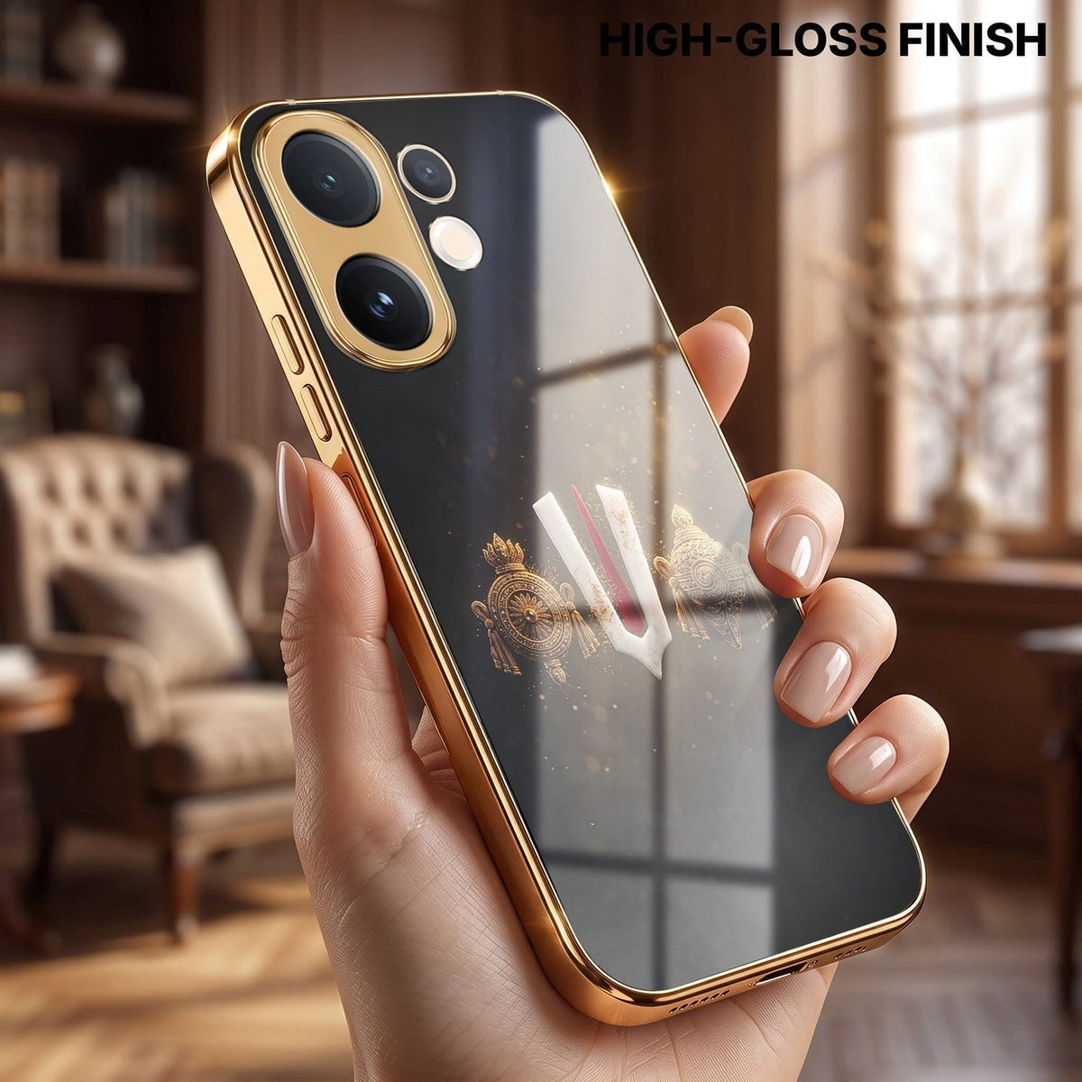 Vivo V60e 5G Royal Heritage Edition Gold Electroplated Glass Phone Back Case