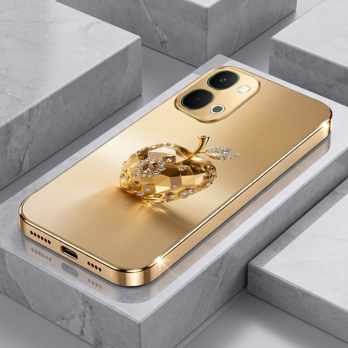 Vivo Y51 Pro 5G Golden Apple Gold Electroplated Glass Phone Back Case