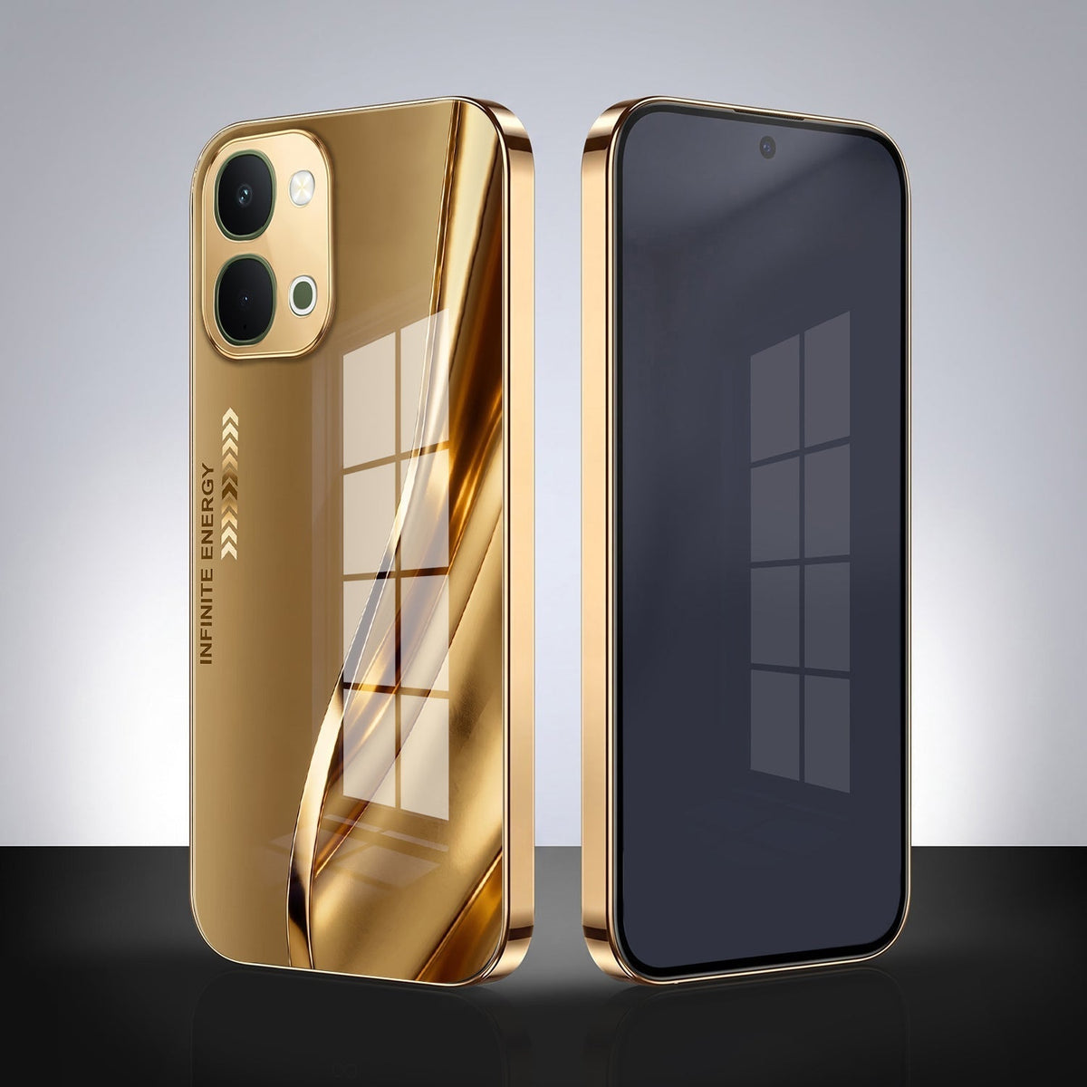 Vivo Y51 Pro 5G Luxury Infinity Energy Gold Electroplated Glass Phone Case