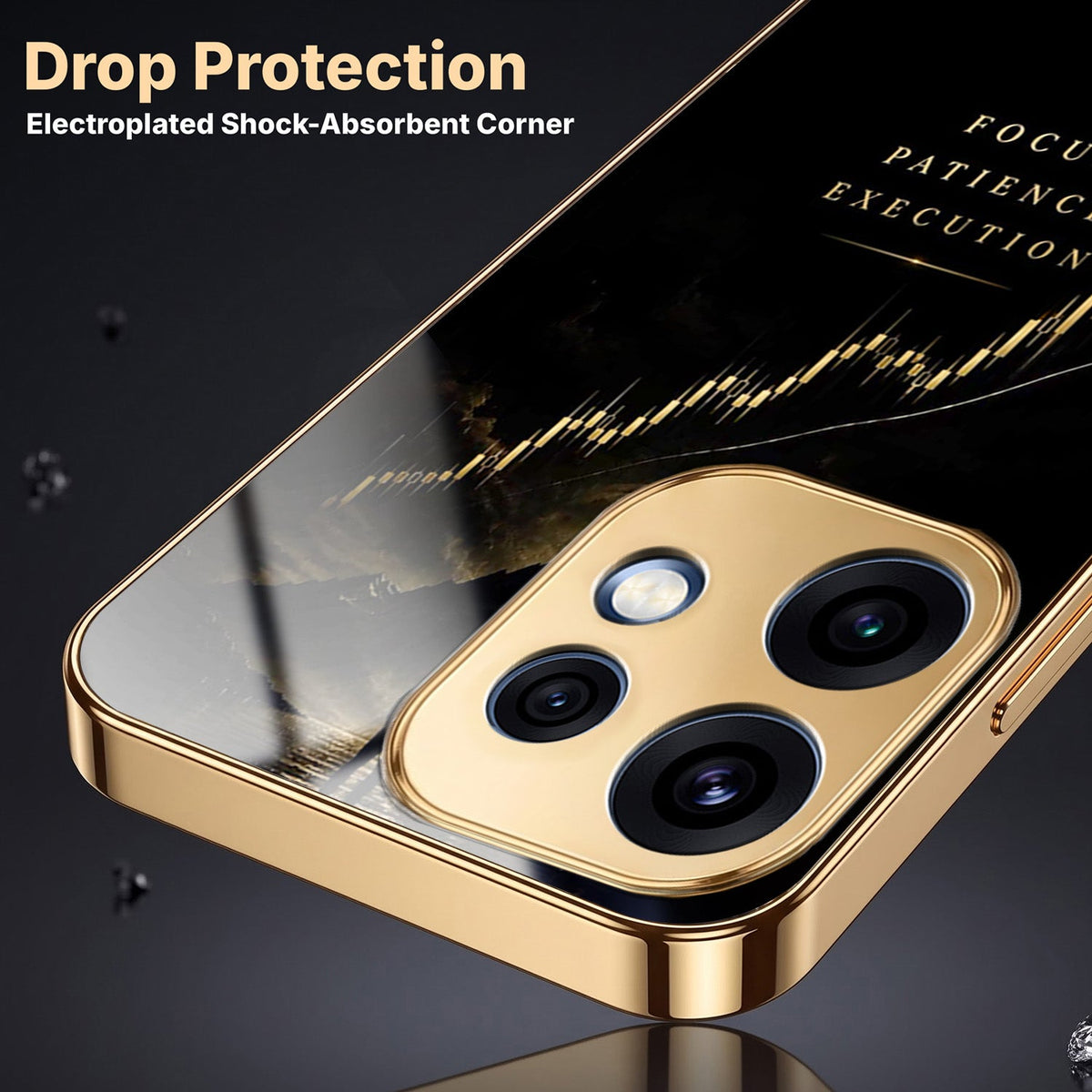 Oppo Reno 16 5G Focus Gold Electroplated Glass Phone Back Case