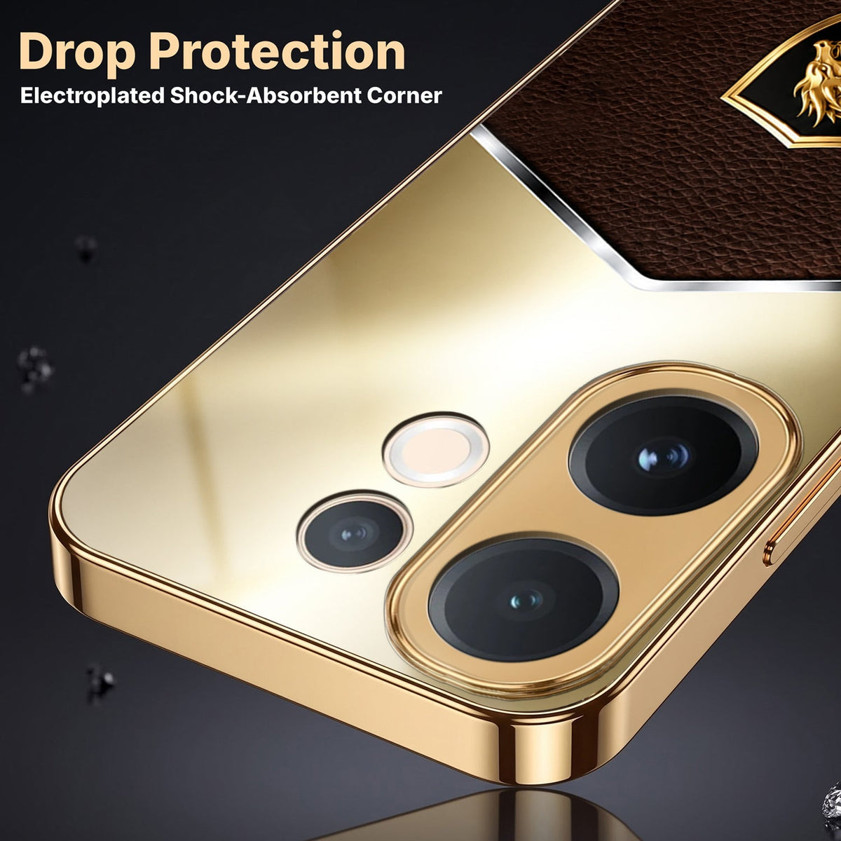 Vivo V60e 5G Dragon Crest Gold Electroplated Glass Phone Back Case