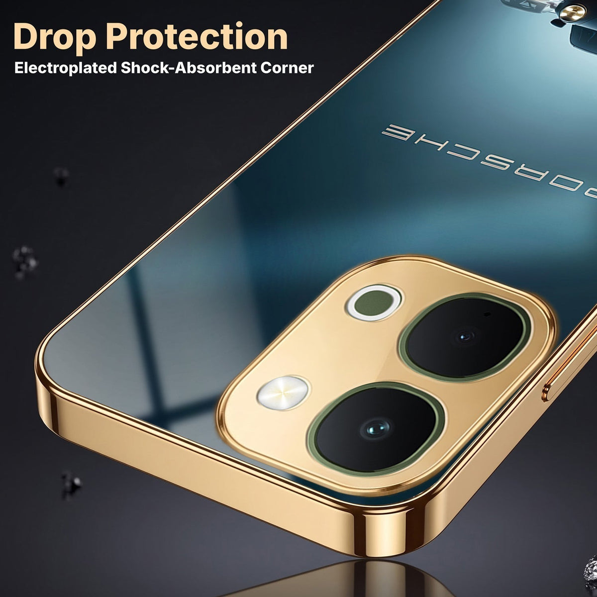 Vivo Y51 Pro 5G Porsche Luxury Gold Electroplated Glass Phone Back Case