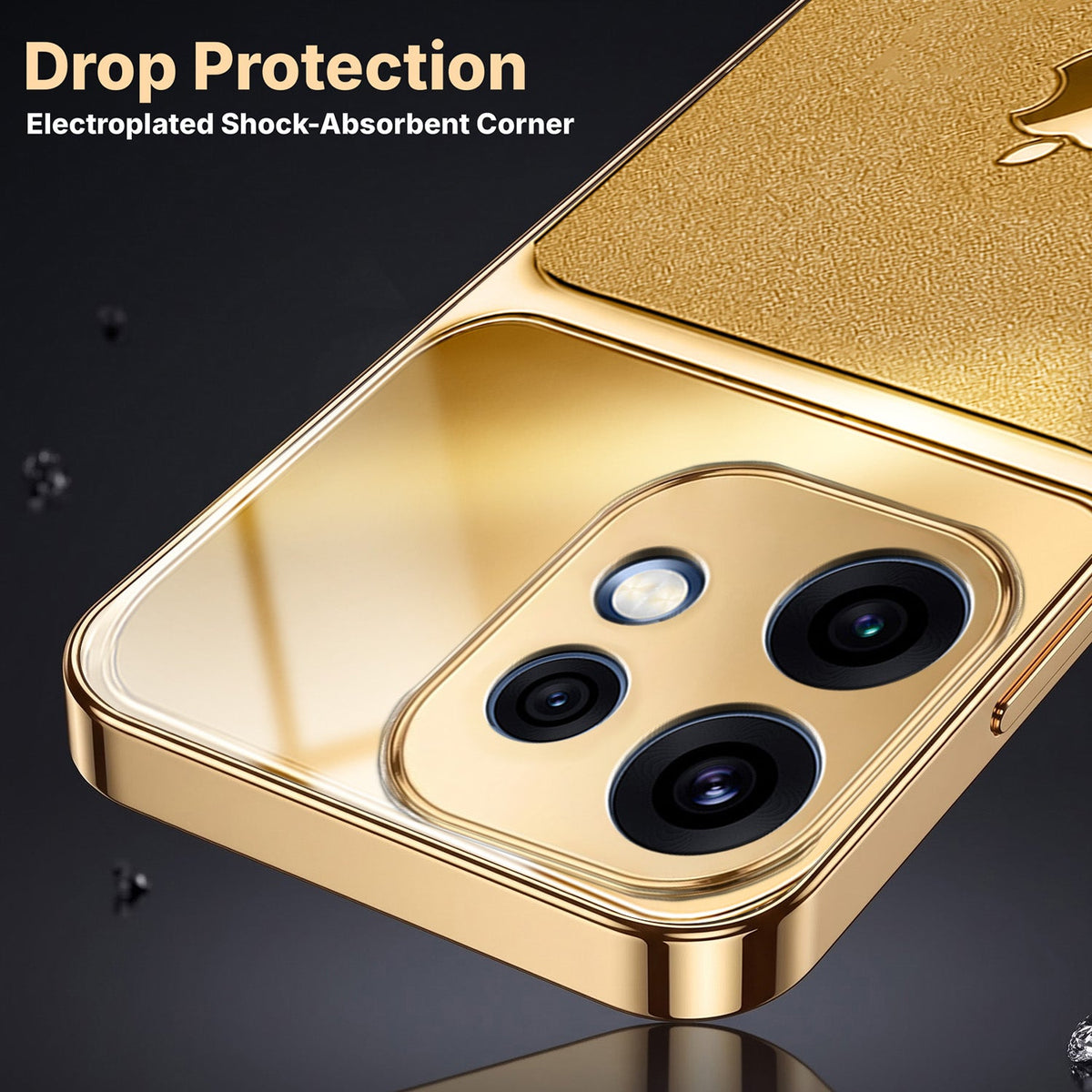 Oppo Reno 16 5G Royal Touch Apple Gold Electroplated Glass Phone Back Case