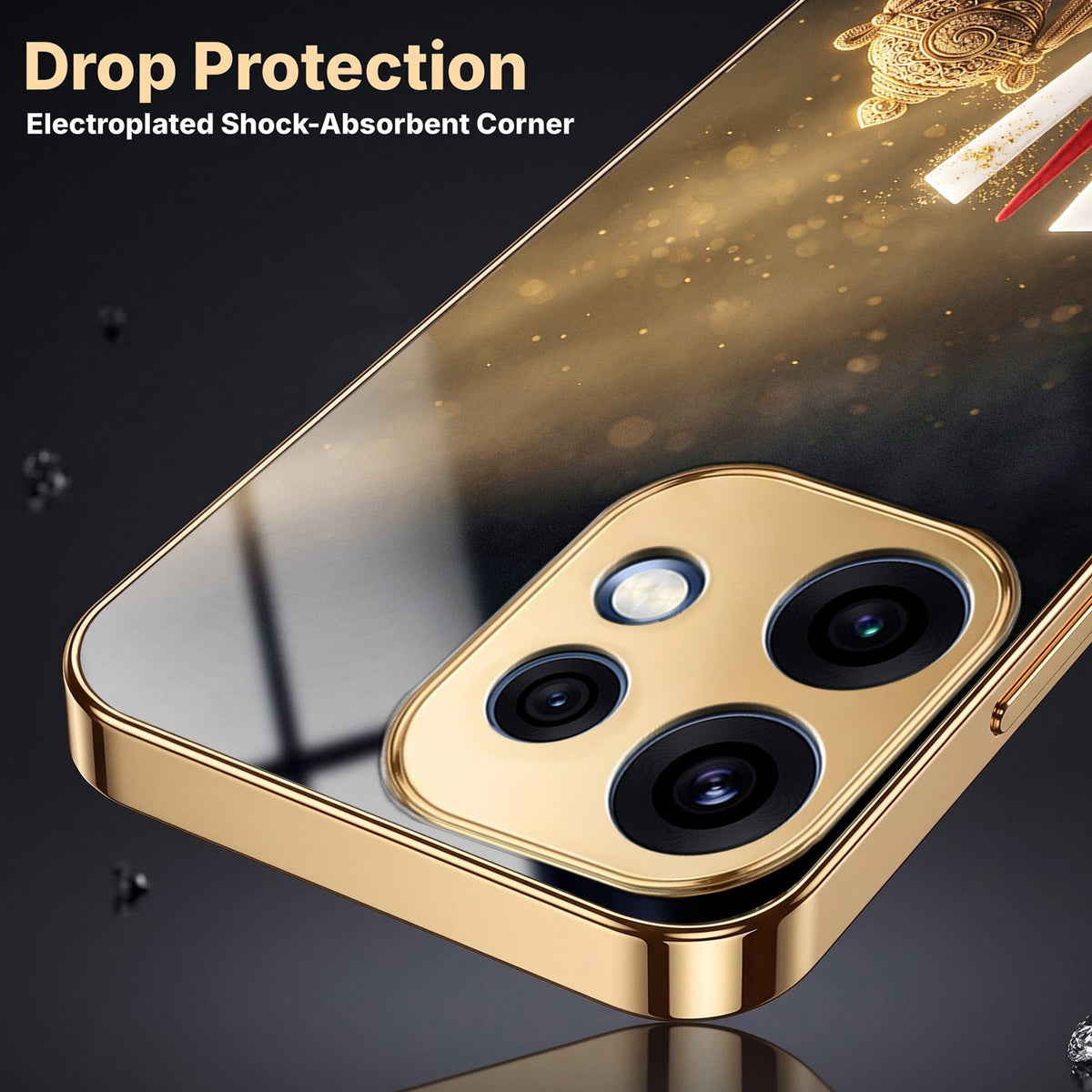 Oppo Reno 16 5G Royal Heritage Edition Gold Electroplated Glass Phone Back Case
