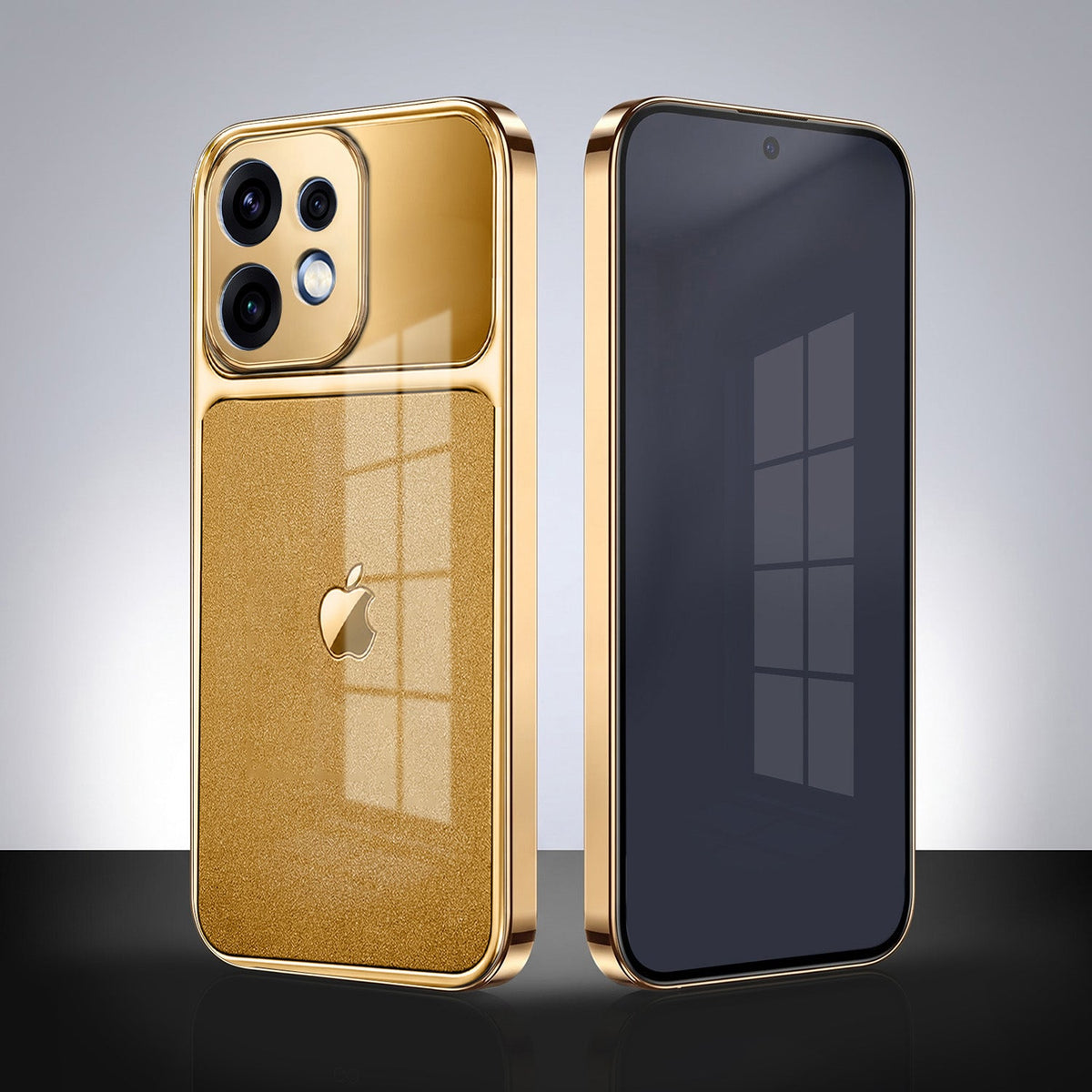 Oppo Reno 16 5G Royal Touch Apple Gold Electroplated Glass Phone Back Case