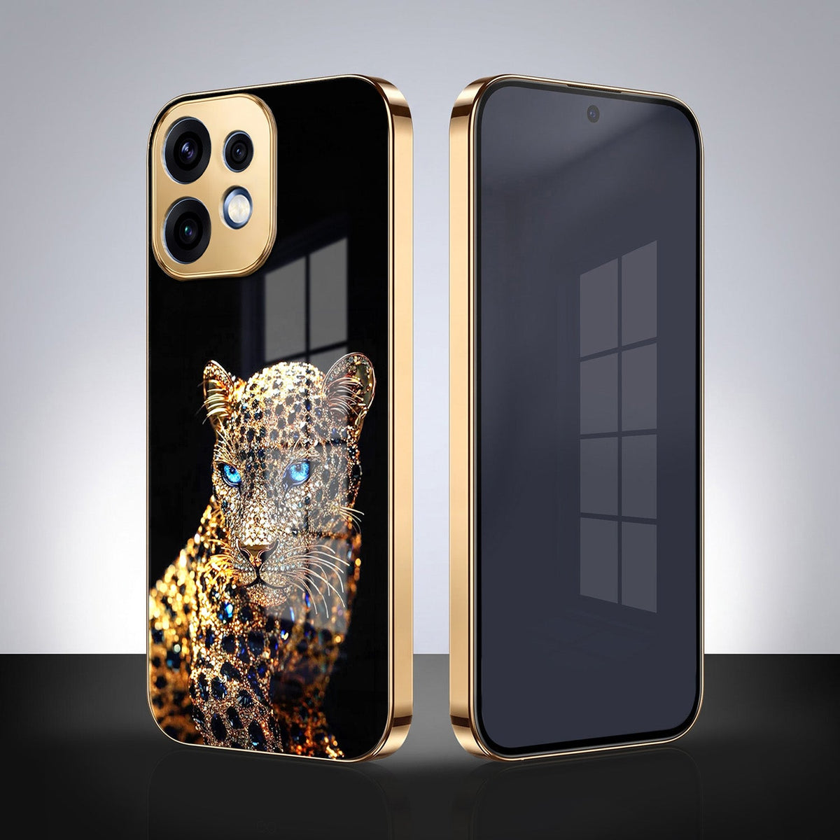 Oppo Reno 16 5G Panther Gold Electroplated Glass Phone Back Case