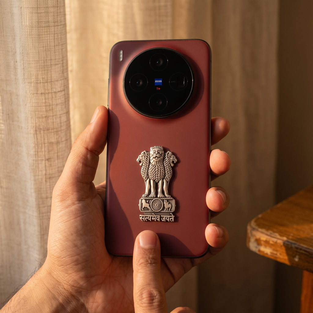 Vivo X300 5G Compatible Satyamev Jayate 3D Metal Emblem Sticker