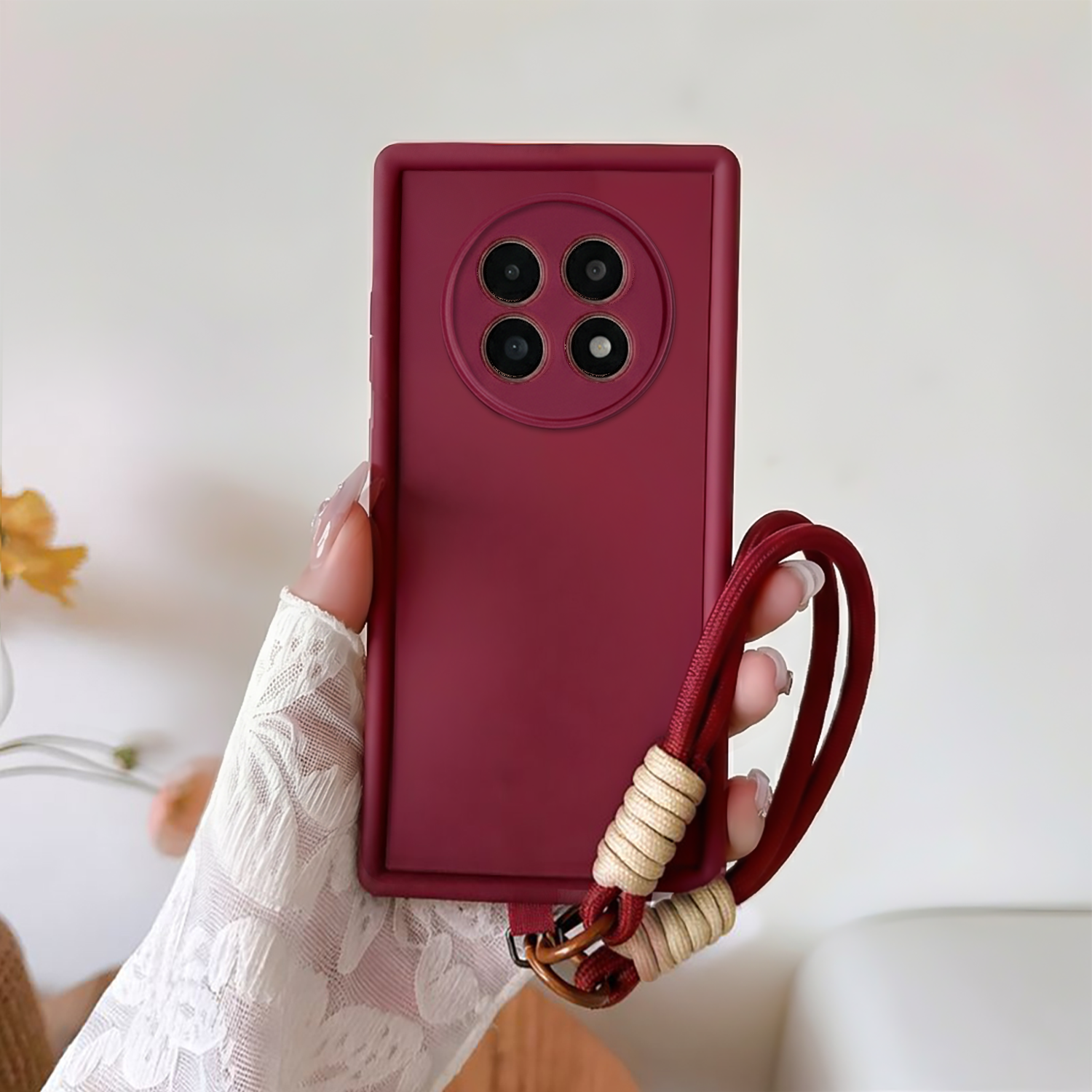 Oppo F31 Pro+ 5G Luxury Silicone Matte Case with Wrist Strap