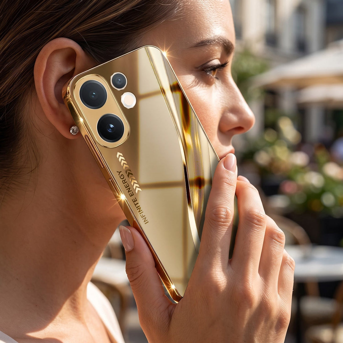 Vivo T4 Pro 5G Luxury Infinity Energy Gold Electroplated Glass Phone Case