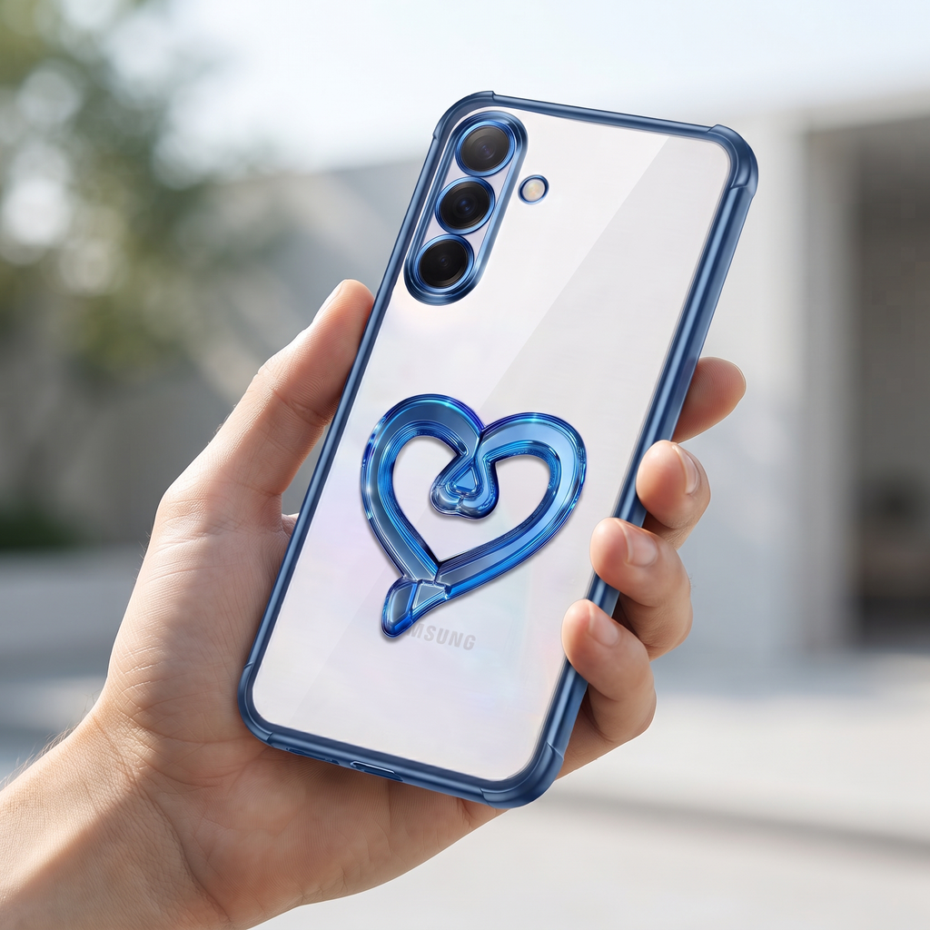 Samsung Galaxy A56 5G Premium Heart Stand Transparent Shockproof Airbag Phone Case