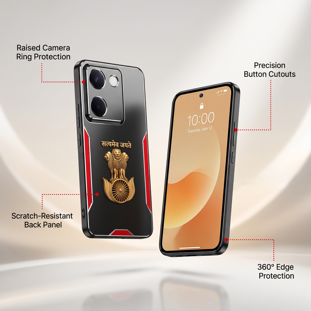 Vivo Y200 Pro 5G Satyamev Jayate 3D Metal Aluminium Back Case