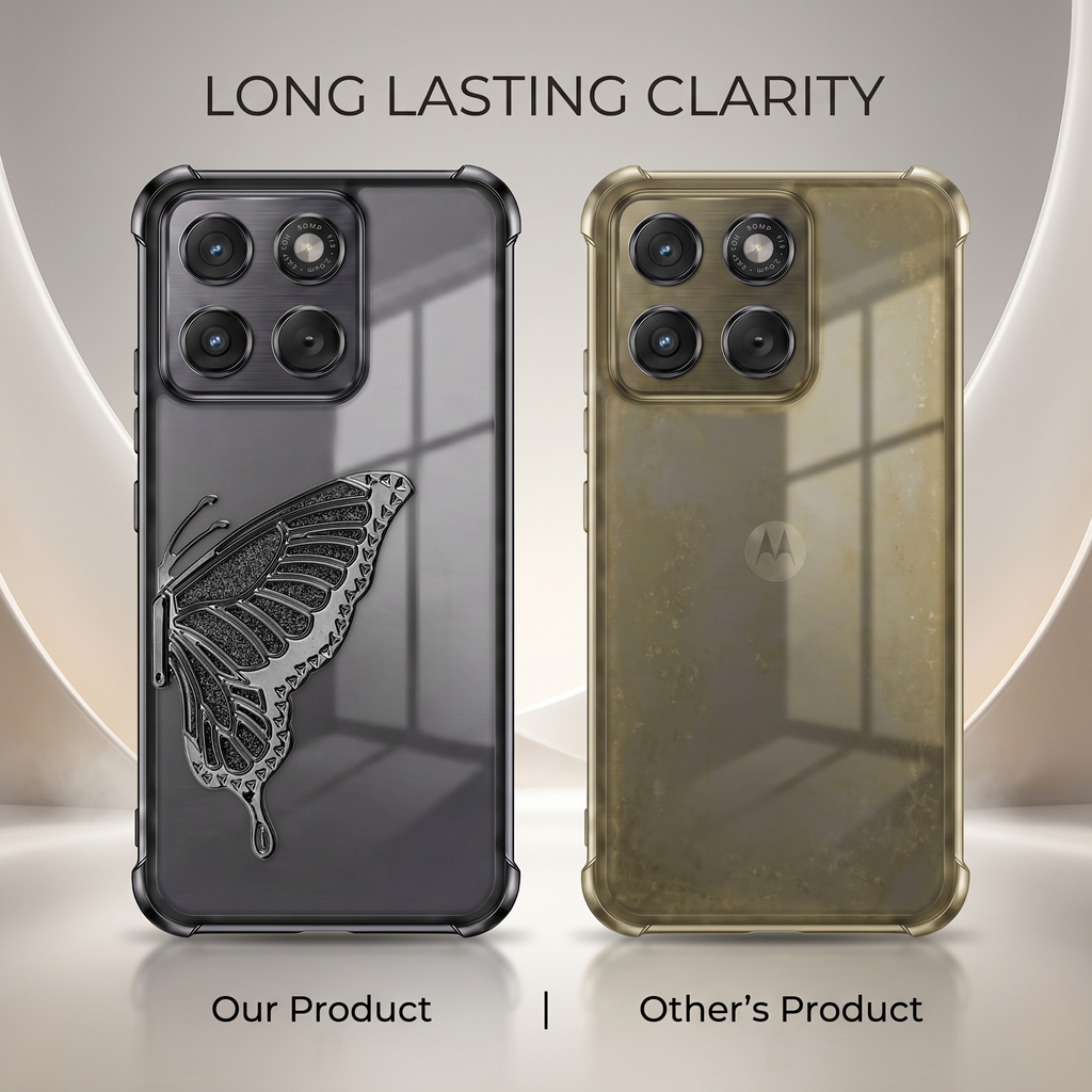 Motorola Edge 70 5G Premium Butterfly Glitter Stand Transparent Shockproof Airbag Phone Case