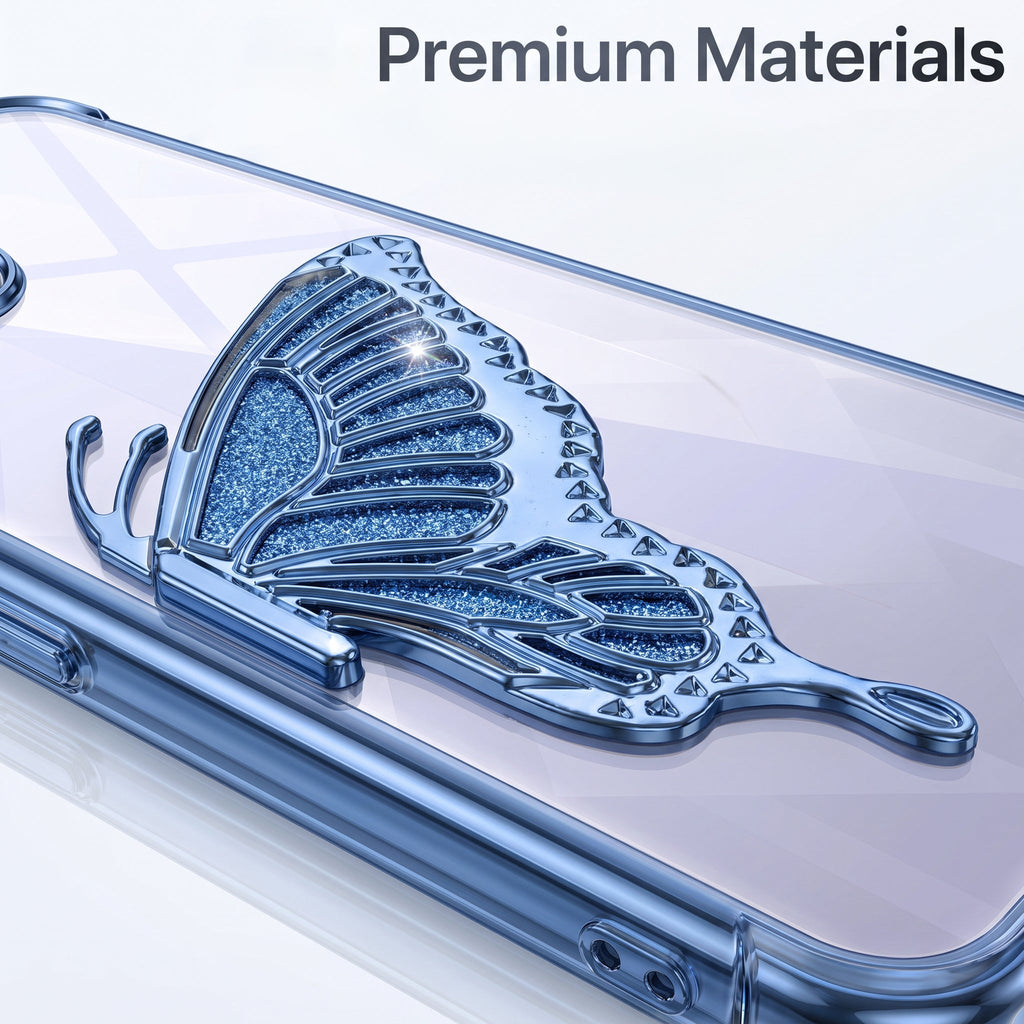 Oppo K13 5G Premium Butterfly Glitter Stand Transparent Shockproof Airbag Phone Case