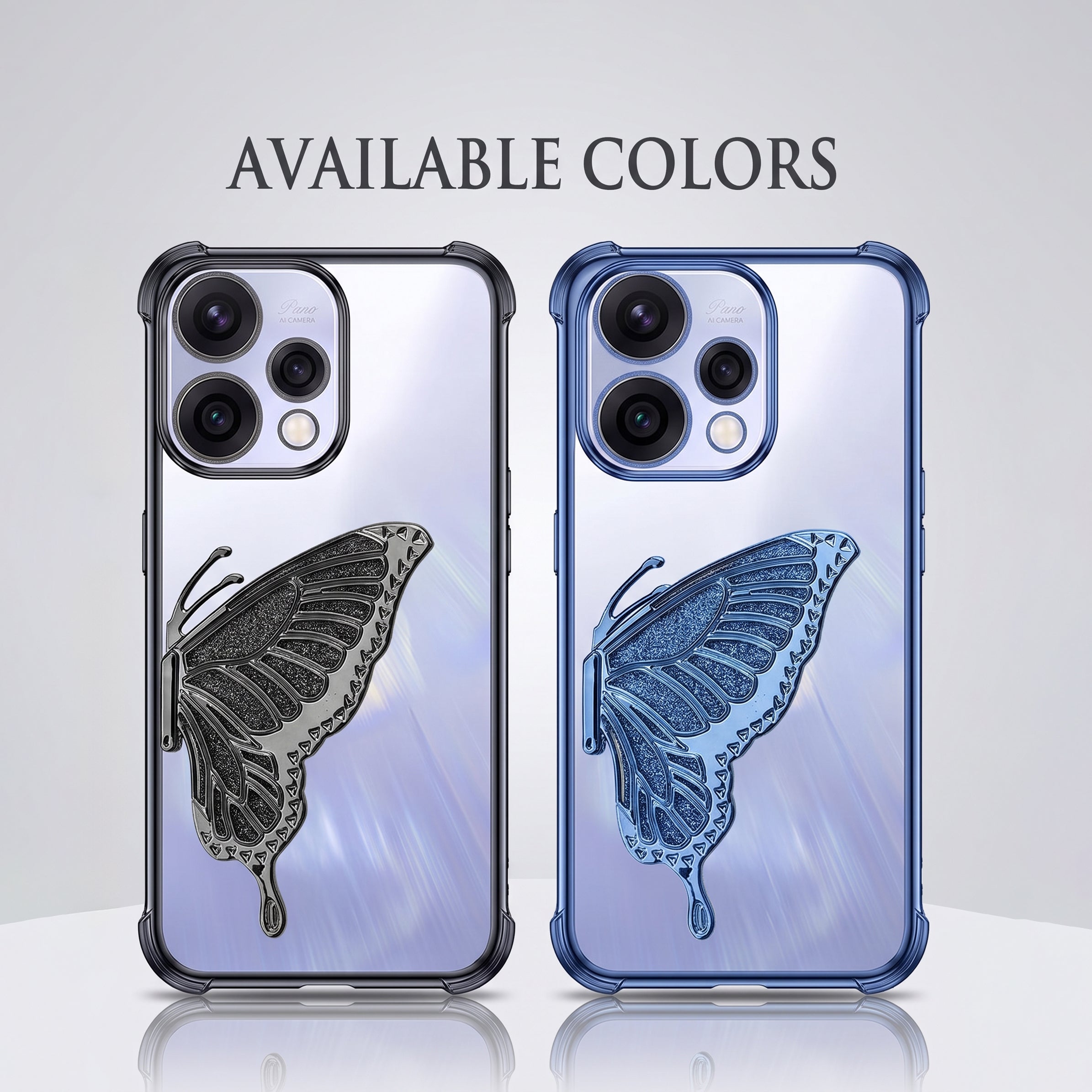 Oppo Reno 15 5G Premium Butterfly Glitter Stand Transparent Shockproof Airbag Phone Case