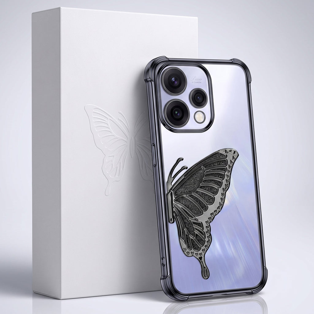 Oppo Reno 15 5G Premium Butterfly Glitter Stand Transparent Shockproof Airbag Phone Case
