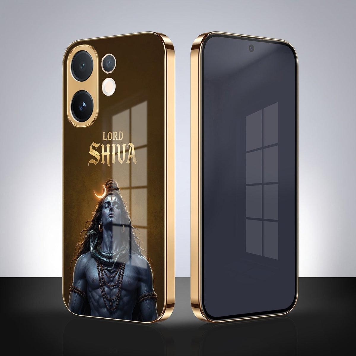Vivo V60e 5G Lord Shiva Gold Electroplated Glass Phone Back Case