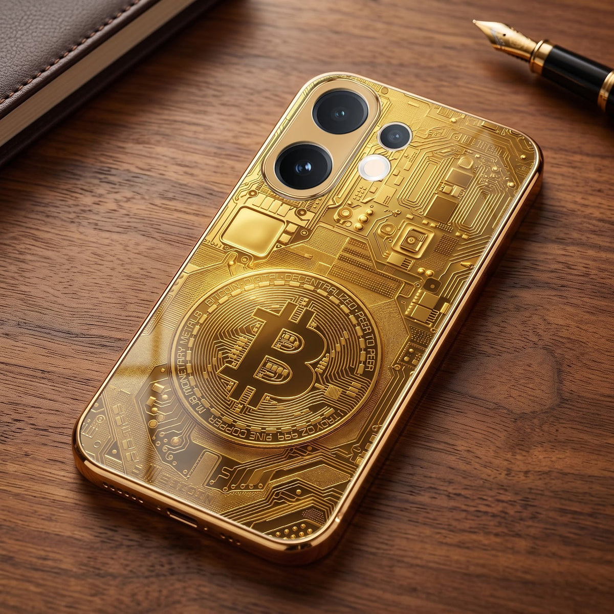 Vivo V60 5G Bitcoin Gold Electroplated Glass Phone Back Case
