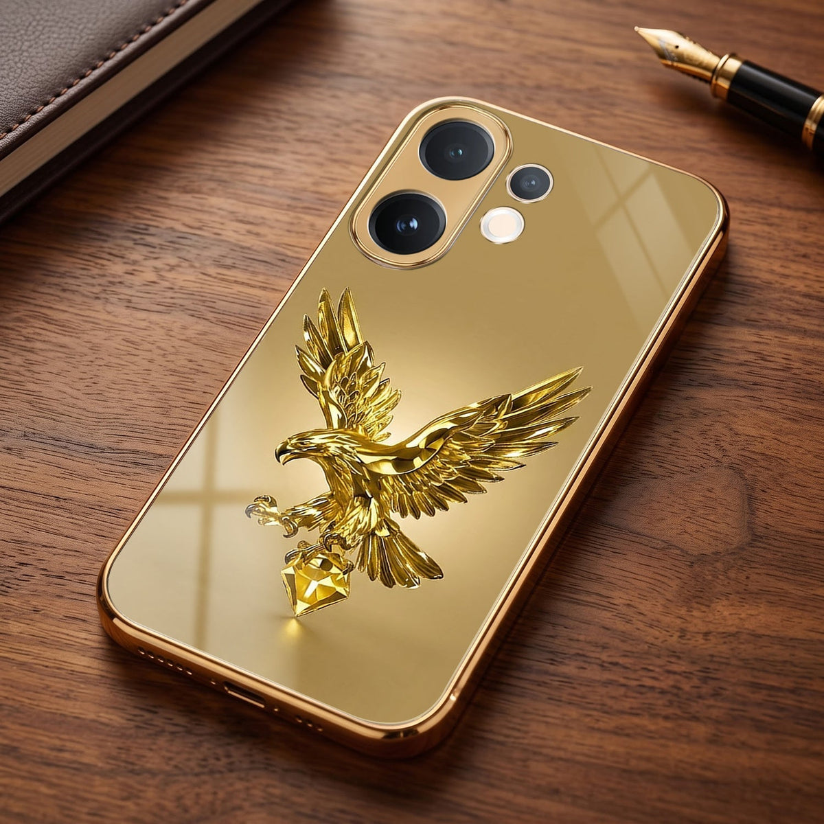 Vivo V60e 5G Golden Eagle Gold Electroplated Glass Phone Back Case